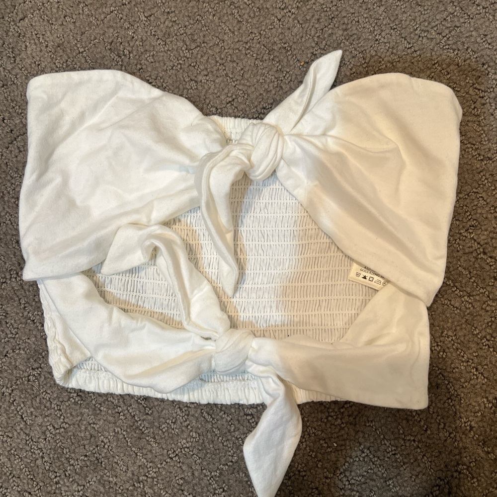 Aritzia White Tie Tube Top